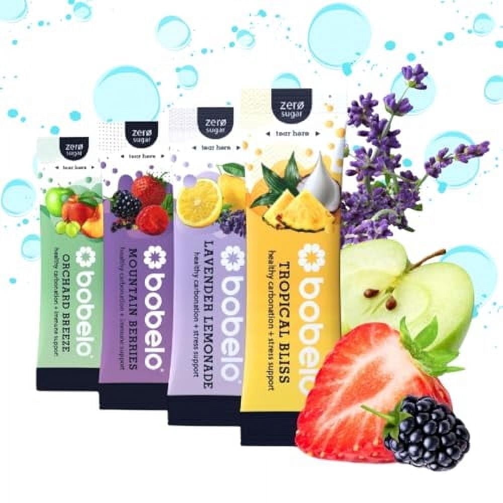 Bobelo 4 Flavor Variety Pack, Powdered Immune & Stress Support Drink Mix, on-The-Go, 0.28 oz, 12 ct