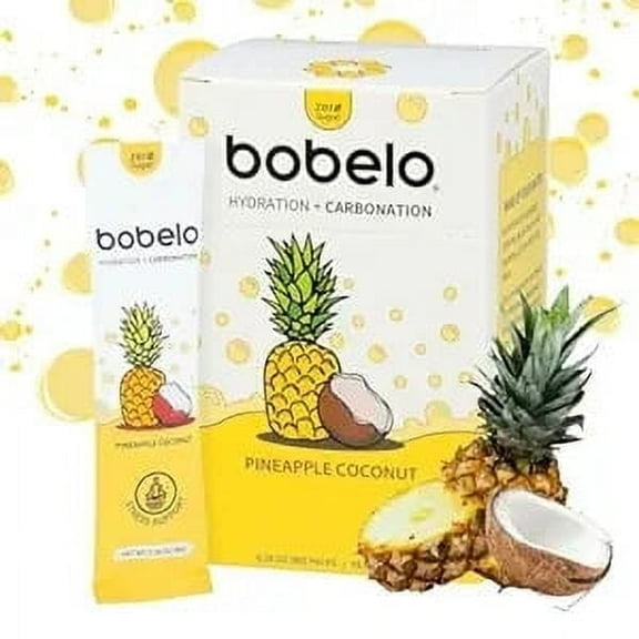 Bobelo Patented Bubbles, Pineapple Coconut, Stress Relief Drink Mix, on-The-Go Packets, 0.28 oz, 30 Ct