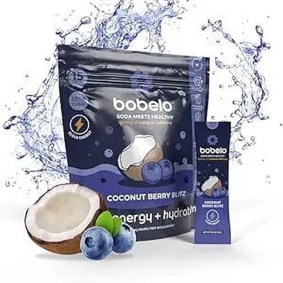 Bobelo Self Carbonating Hydration Powder Packets, Coconut Berry, Sugar-Free, 15 Count, 0.3 oz
