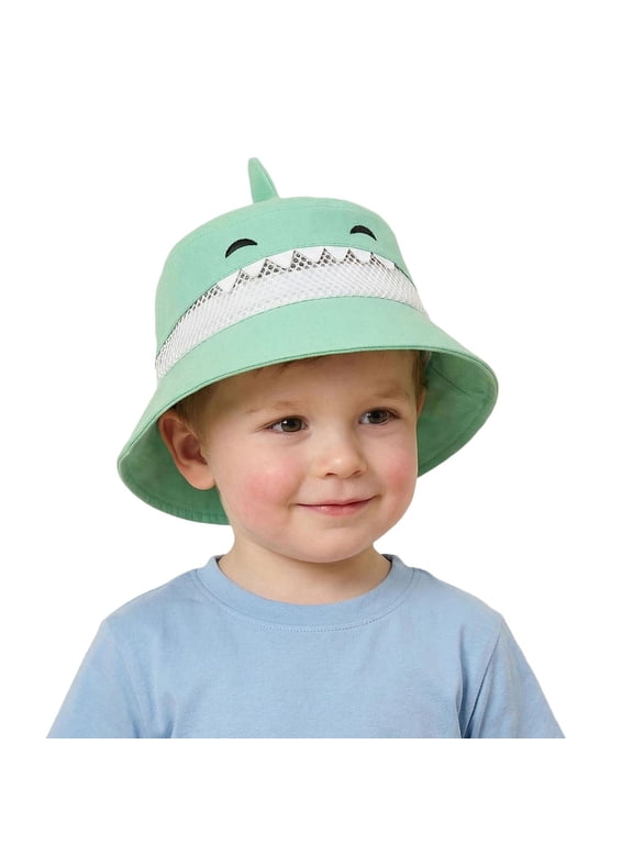 Baby Boys Girls Bucket Hat Shark Shaped Mesh Panels Breathable Sun Protection Hat