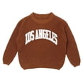 thumbnail image 1 of Bobifish Baby Dark Green Ribbed Sweater “LOS ANGELES” Letter Print Sweater Long Sleeve Knitted Trendy Casual City Themed Boys Girls Pullover Top, 1 of 3