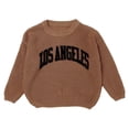 thumbnail image 1 of Bobifish Baby Dark Green Ribbed Sweater “LOS ANGELES” Letter Print Sweater Long Sleeve Knitted Trendy Casual City Themed Boys Girls Pullover Top, 1 of 3