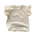 thumbnail image 1 of Bobifish Baby Girls Tee Ruffle Sleeve Solid T-Shirt With Short Sleeves Lightweight Comfy Kid Daily Wear Tee Tops ，sizes 12-18M, 1 of 4