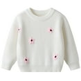 thumbnail image 1 of Bobifish Baby Light Blue Crew Neck Sweater White Floral Applique Long Sleeve Sweaters Knitted Soft Casual Daily Wear Kids Cute Pullover, 1 of 7