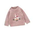 thumbnail image 1 of Bobifish Baby Pastel Pink Crew Neck Sweater Cute Duck Embroidery Sweater With Flower Detail Long Sleeve Soft Knitted Cute Daily Kids Pullover Top, 1 of 9
