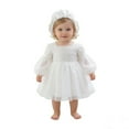 thumbnail image 1 of Bobifish Baby To Toddler Girls Long Sleeve Christening Gown Baptism Dress With Skirt Pure White 2 Piece Elegant Tutu Outfit Set Sizes 6M-3T, 1 of 9