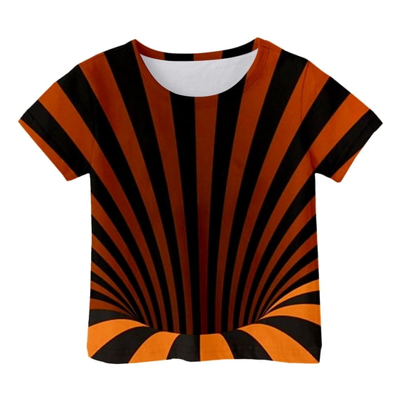 Bobifish Big Boys 3D Graphic T-Shirt Short Sleeve Crewneck Summer Top All Over Print Cool Optical Illusion Tee