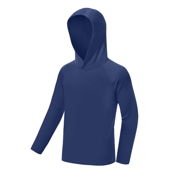 Bobifish Big Boys Basic Tee Soft Long Sleeve Hood Neck Solid Color Regular Fit Autumn Unisex Tshirts Layering Wear kids Novelty Tee