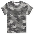 thumbnail image 1 of Bobifish Big Boys T‑Shirt Short Sleeve Crewneck Grey Tone Camouflage All Over Print Tee, 1 of 4