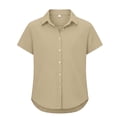 thumbnail image 1 of Bobifish Big Girls Button Down Shirts Short Sleeve Summer Comfort Classic Lightweight Everyday Shirts Daily Basic Wear Tops, 1 of 4