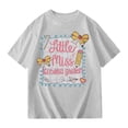 thumbnail image 1 of Bobifish Big Girls Crew Neck Short Sleeve T-Shirts Hello 1St Grade Sun Rainbow Print Happy First Day Of School Back To School Tops, 1 of 7