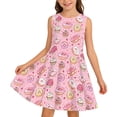 thumbnail image 1 of Bobifish Big Girls Dress Round Neck Sleeveless Skater Dress Waist A-Line Donut Dessert Printed Sundress, 1 of 5