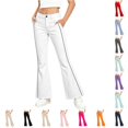 Bobifish Big Girls Flared Pants Solid Tone Outer Side Strip Button ...