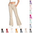 Bobifish Big Girls Flared Pants Solid Tone Outer Side Strip Button ...