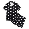 thumbnail image 1 of Bobifish Big Girls Halloween Sleepwear Sets 2 Piece Silk Satin Button Down Short Sleeves Shorts Sets Kids Comfort Holiday Homewear, 1 of 4