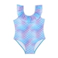 thumbnail image 1 of Bobifish Big Girls One Piece Swimsuit Square Neck Flutter Strap Sweet Donut Print With Ruffled Neckline Breathable Casual Swimwear,Sized 8Y-12Y, 1 of 6