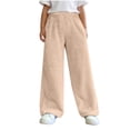 thumbnail image 1 of Bobifish Big Girls Pants Plush Lined Sleep Pants Winter Warm Soft Loungewear Bottoms Straight Wide Leg Comfortable Indoor Casual Pants,size 13-14Y, 1 of 8