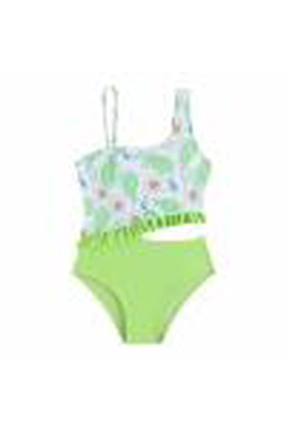Big Girls Swimsuit Cute Avocado Cartoon Bikini Swimwear Fun Color Block Bathing Suit