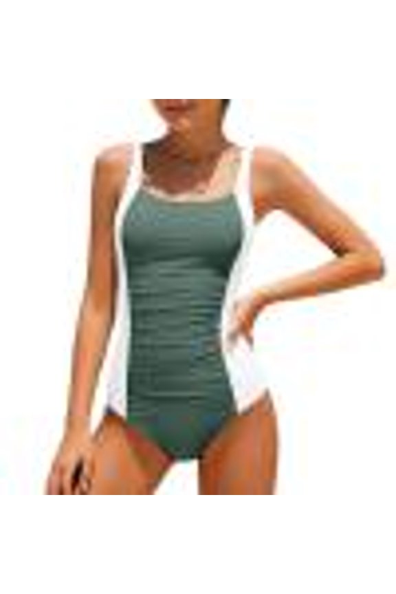 Big Girls Swimsuit Sweet Mixed Color Block One Piece Swimsuit Seaside Bathing Suit Lightweight Swimwear