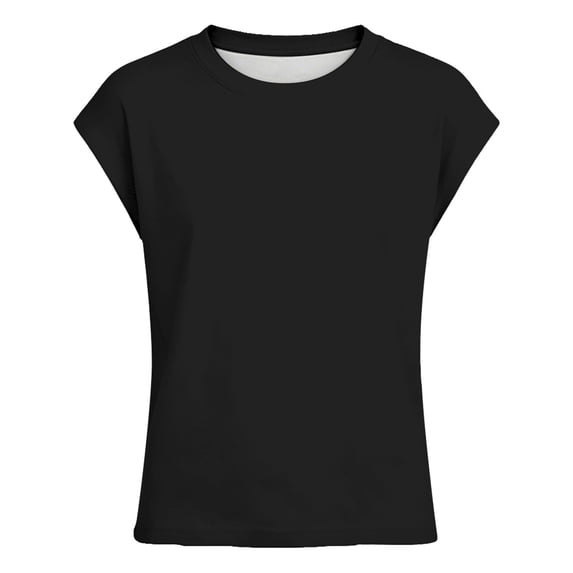 Bobifish Big Girls T Shirts Cap Sleeve Crew Neck Tees Solid Plain Print Summer Basic Girls Kids Children Kids Tops