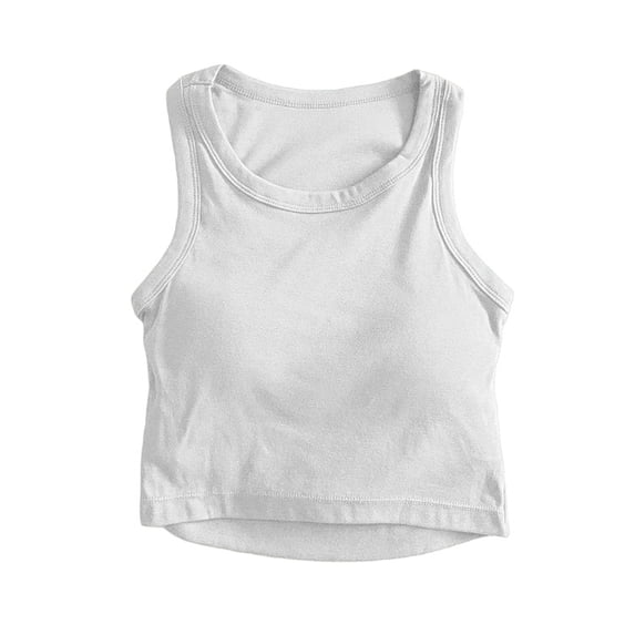 Bobifish Big Girls Tank Crew Neck Sleeveless Ribbed Padded Undershirts Daily Athletic Casual Soft Stretchy Lightweight Tank Tops