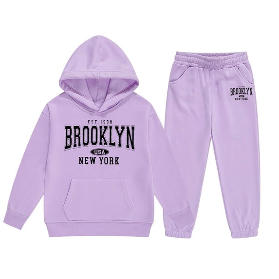 Bobifish Big Girls Tracksuit Fall Winter Hooded Long Sleeve Sweatshirt Heart Print Elastic Waist Jogger Pants 2 Piece Sets