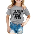 thumbnail image 1 of Bobifish Big Girls Tshirt Birthday Theme Funny Letter Print Short Sleeve Cute Wear Soft Comfy Tee Tops，sizes 8-9Y, 1 of 4