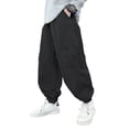 thumbnail image 1 of Bobifish Boys Cargo Pants Wide Leg Joggers With Multiple Pockets Autumn Winter Loose Fit Casual School Outdoor Daily Wear Pants,Sizes 5-6Y, 1 of 7