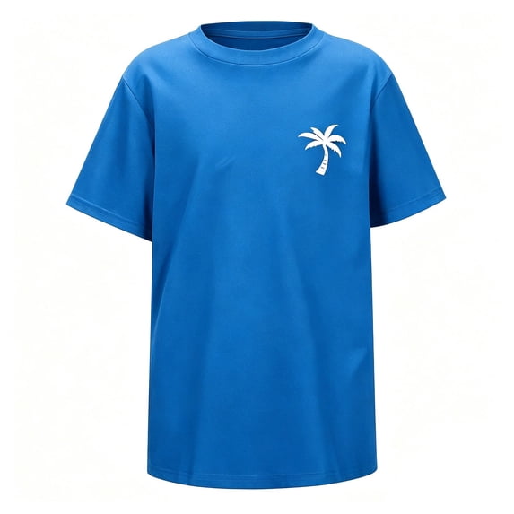 Bobifish Boys Casual Tee Simple Short Sleeve Crew Neck Floral Print Kids Raglan Tshirts Summer Chill Daily Beach Wear Basic Tops