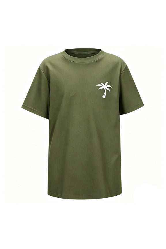 Boys Casual Tee Simple Short Sleeve Crew Neck Floral Print Kids Raglan Tshirts Summer Chill Daily Beach Wear Basic Tops
