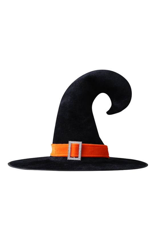 Boys Girls Hat Classic Curved Witch Hats Wide Brim Kids Halloween Party Role Play Accessories