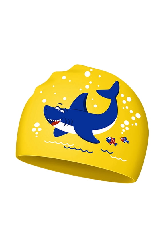 Boys Girls Hat Cute Shark Printed Ear Swim Caps Kids Pool Beach Swimming Sports Headwear
