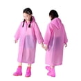 thumbnail image 1 of Bobifish Boys Girls Long Raincoat Hooded Snap Button Front Semi Transparent Loose Fit Foldable Waterproof Rain Coat, 1 of 3