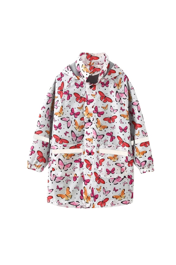 Boys Girls Raincoat Vivid Animal Shaped Three Dimensional Hooded Design Loose Flexible Cutting Free Movement Construction For Kids Outdoor Entertainment And Rainy Walks，Sized 8-9Y