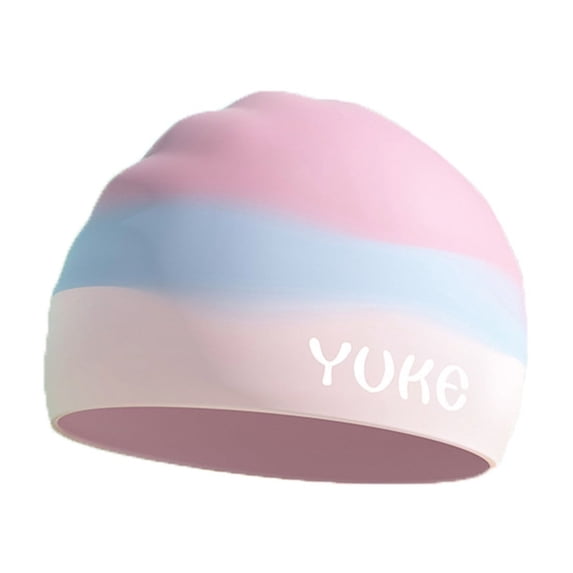 Bobifish Boys Girls Swim Cap Gradient Printed Stretch Waterproof Comfort Swim Cap
