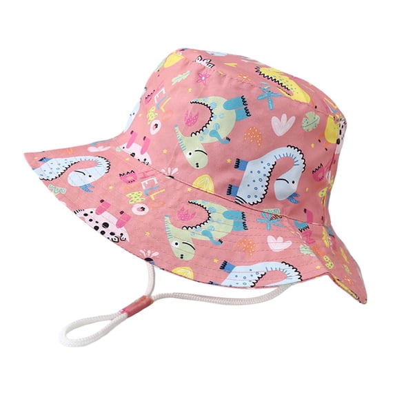 Bobifish Boys Hat Dinosaur Printed Sun Protection Bucket Hats Adjustable Chin Strap Kids Beach Travel Outdoor Activities Headwear