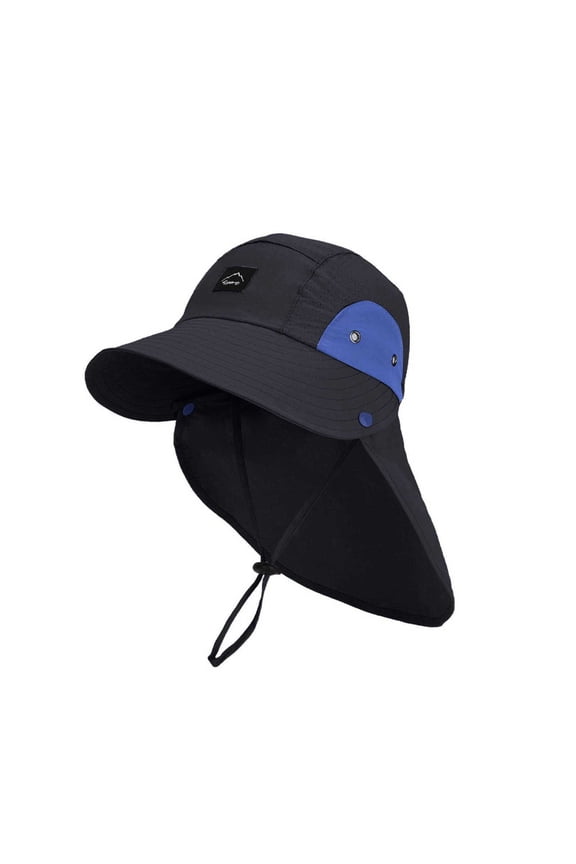 Boys Hat Neck Flap Sun Protection Bucket Hats Adjustable Chin Strap Kids Hiking Camping Outdoor Sports Headwear