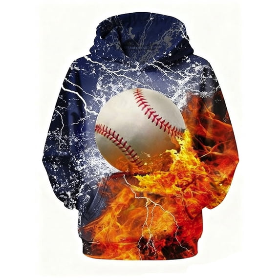 Bobifish Boys Hoodies Baseball Print Long Sleeve Pullover Tops School Casual Children Sweatshirt