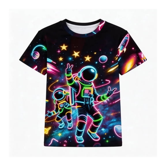Bobifish Boys Performance Tee Vibrant Short Sleeve Crew Neck Athletic Fit Kids Youth T-Shirt Summer Fun Party Wear Tops