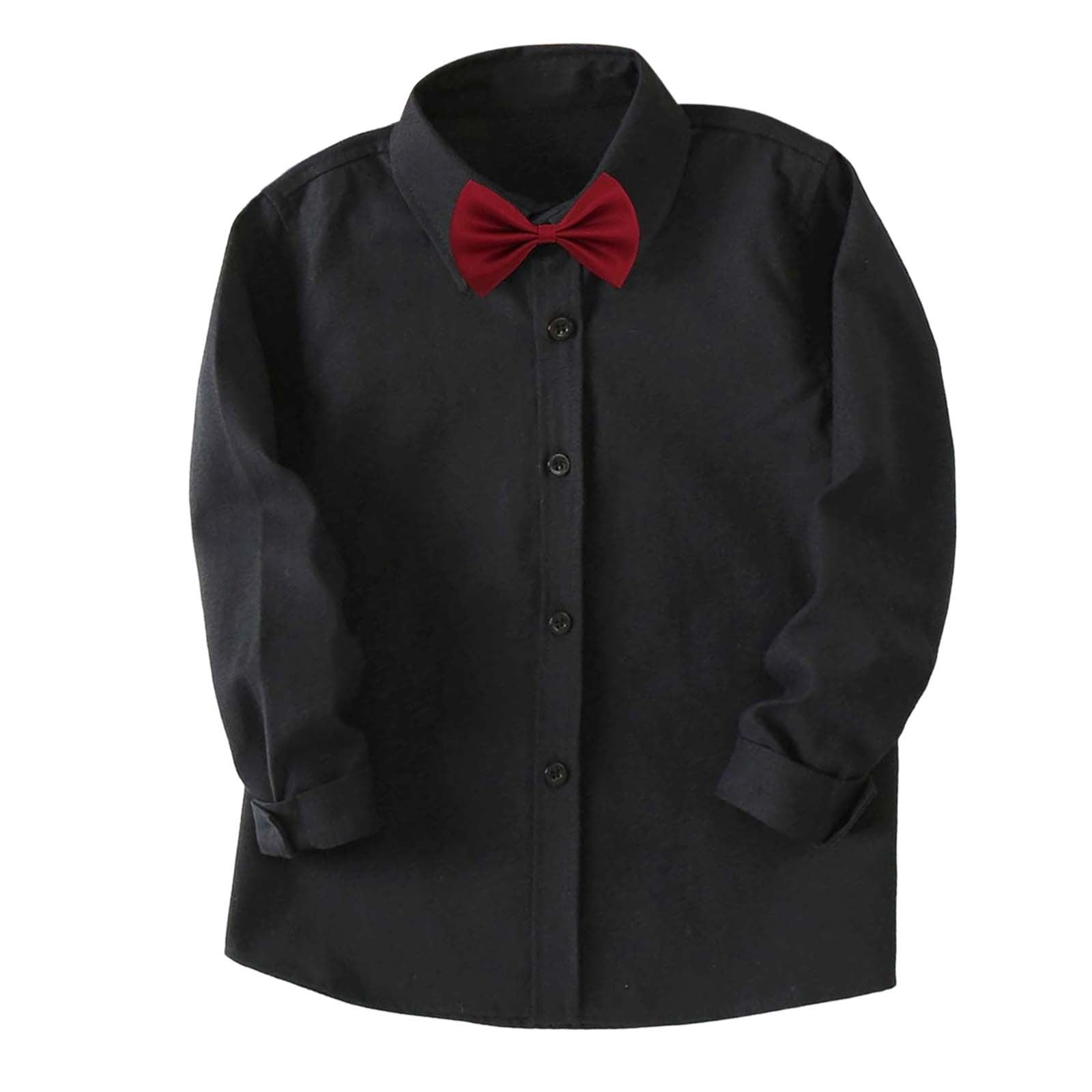 Bobifish Boys Shirts Classic Black Long Sleeve Button Down Shirts