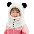 thumbnail image 1 of Bobifish Boys Winter Hat Warm Panda Ear Hooded Hat With Face Scarf Cold Weather Fluffy Windproof Hat, 1 of 9