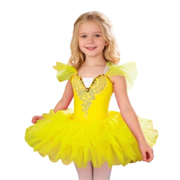 Bobifish Girls Dress Outfit Set Ballet Dance Dress Performance Soft Tulle Princess Fluffy Tutu Dress Stage Wear Outfit