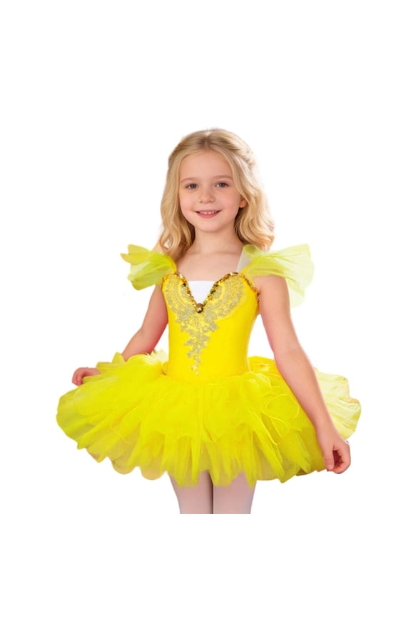 Girls Dress Outfit Set Ballet Dance Dress Performance Soft Tulle Princess Fluffy Tutu Dress Stage Wear Outfit