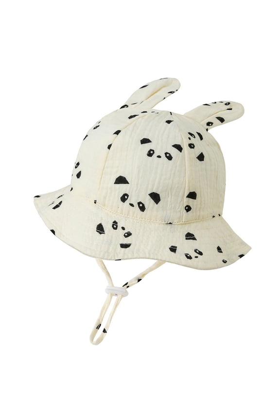 Girls Hat Animal Printed Bunny Ear Bucket Hats Adjustable Chin Strap Kids Daily Casual Outdoor Travel Headwear