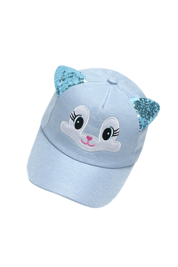 Girls Hat Cat Ear Sequin Embroidered Baseball Caps Adjustable Fit Kids Casual Daily Outdoor Headwear