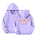 thumbnail image 1 of Bobifish Girls Hoodies Letter Printed Hooded Sweatshirts Comfortable Long Sleeve Pullover Hoodies With Pockets Comfortable Preppy Tops,Size 7-8Y, 1 of 1