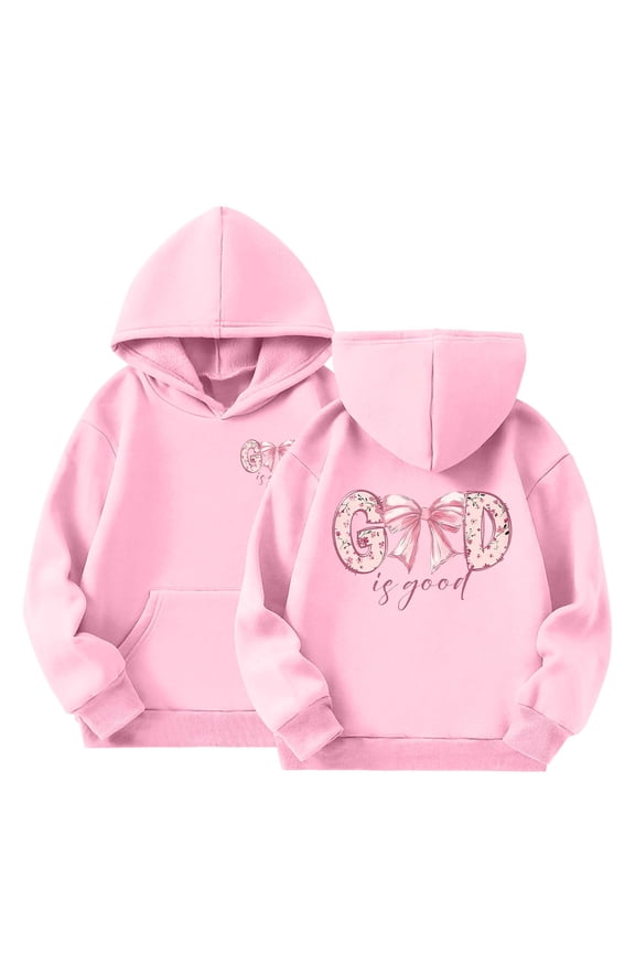 Girls Hoodies Letter Printed Hooded Sweatshirts Comfortable Long Sleeve Pullover Hoodies With Pockets Comfortable Preppy Tops,Size 9-10Y