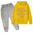 thumbnail image 1 of Bobifish Girls Outfit Set Stylish Letter Print Hoodie And Jogger Long Sleeve Cozy Tracksuit Kids Daily Casual Sweatsuit Sizes 3-14, 1 of 4