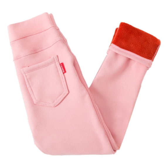 Bobifish Girls Pants Fleece Lined Tough Legging Winter Thick Plush Skinny Leggings With Pockets Pull On Comfortable Warm Tights Sizes 18M-10Y