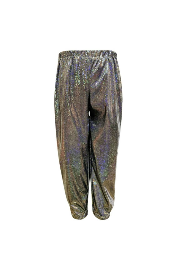 Girls Pants Shiny Sequin Performance Trousers New Year Party Carnival Straight Leg Pants Pull On Sparkly Active Bottoms Sizes 3-16
